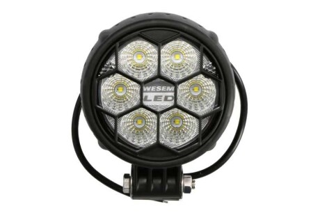 Фото автозапчастини світильник робочий (LED, 12/24V, 30W, 3000lm, кількість діодів: 6, висота: 157 мм, глибина: 74 мм, діаметр: 116 мм, розсіяне світло; з кабелем 0,5 м) WESEM CRC3H.56900.01