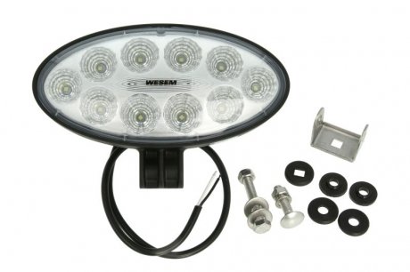 Фото автозапчастини світильник робочий (LED, 12/24V, 35W, 3000lm, кількість світлодіодів: 10, довжина: 176 мм, висота: 87 мм, глибина: 86 мм, кут світла 60 градусів, корпус алюміній, кабель 0,5 м) WESEM CRV1A.49501.01