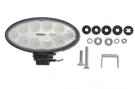 Фото автозапчастини світильник робочий (LED, 12/24V, 40W, 4000lm, кількість світлодіодів: 10, довжина: 176 мм, висота: 87 мм, глибина: 86 мм, кут світла 60 градусів, з кабелем 0,5 м) WESEM CRV1B.52301.01