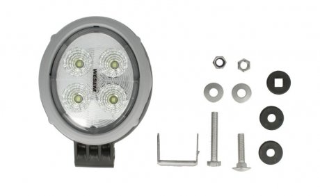 Фото автозапчастини лампа робоча (LED, 12/24V, 18W, 1500lm, кількість діодів: 4, довжина: 120 мм, висота: 104 мм, глибина: 81 мм, кут світла 60 градусів; бокове кріплення; алюмінієвий корпус; кабель 0,5 м; пластикова рамка) WESEM CRV2A.49640.01