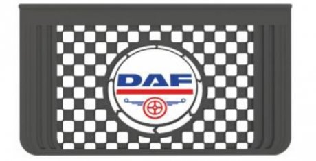 Фото автозапчастини бризговик з написом DAF 650x360mm Чорний випуклий LOGO 3D 1шт WINGMAX DF-166