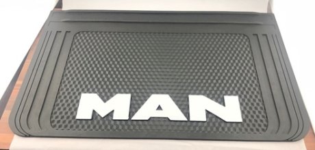 Фото автозапчасти брызговик с надписью MAN 400x650mm Черный выпуклый 3D 1шт WINGMAX MN-105