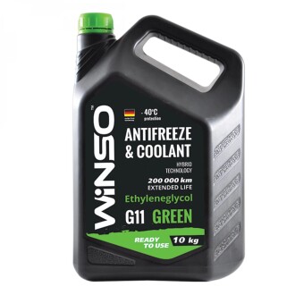 Фото автозапчастини antifreeze & coolant green g11 антифриз 10kg (2шт/ящ) WINSO 881070