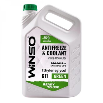 Фото автозапчастини antifreeze & coolant green g11 антифриз -35с 0,9kg (15шт/ящ) WINSO WS82462 (фото 1)