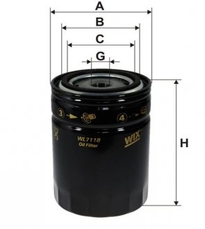 Масляный фильтр, наружный, наружный диаметр: 94, WIX FILTERS WL7118