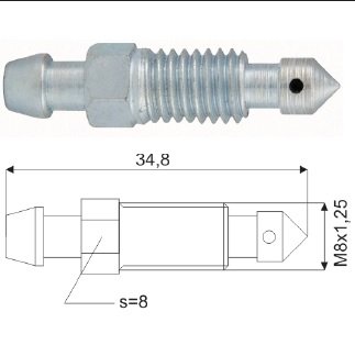 Штуцер прокачки (M8x1,25 L 34,8 mm) WP 5-300-0092