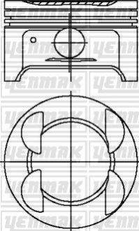 Фото автозапчасти поршень с кольцами і пальцем (размер отв. 79.00/STD) FORD C-Max, Focus, 1,6 03- (Sigma Twin-VCT, Zetec SE Twin-VCT) YENMAK 31-03795-000