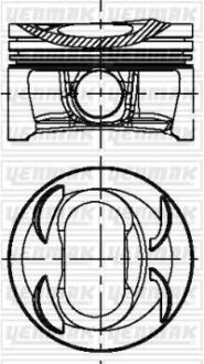 Фото автозапчасти поршень с кольцами і пальцем (размер отв. 76.51 / STD) VW GOLF V 1.4 TSI (4цил.) (TSI 1.4 BMY / BLG / CAVD) YENMAK 31-04297-000