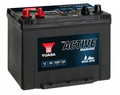 Акумулятор 12V 80Ah/680A Active Marine Start (L+ стандартний полюс + різьба) 260x174x225 B9 (силовий) YUASA M26-80S