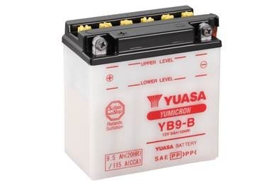 МОТО 12V 9,5Ah YuMicron Battery YB9-B(сухозаряжений) Пусковий струм 115 (EN) Габарити 137х77х141 YUASA YB9B (фото 1)