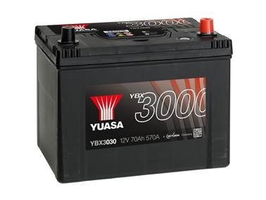 Аккумулятор 12В 72Ач/630А YBX3000 SMF (P+ стандарт) 260x174x225 B00 (стартер) YUASA YBX3030 (фото 1)
