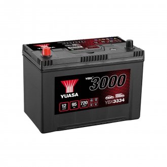 Аккумулятор 12В 95Ач/720А YBX3000 SMF (стандарт L+) 303x174x225 B01 (стартер) YUASA YBX3334 (фото 1)