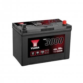 Аккумулятор 12В 95Ач/720А YBX3000 SMF (P+ стандарт) 303x174x225 B01 (стартер) YUASA YBX3335 (фото 1)