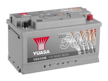 Аккумулятор 12V 85Ah/800A YBX5000 Silver High Performance SMF (стандарт P+) 317x175x175 B13 (стартер) YUASA YBX5110 (фото 1)