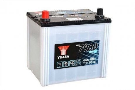 Акумулятор 12V 65Ah/620A YBX7000 EFB Start Stop Plus (L+ тонкий полюс (японські автомобілі)) 232x173x225 B00 (efb/стартер) YUASA YBX7014