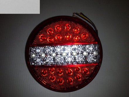 Ліхтар задній круглий LED червоно -білий повнофункціональний габарит+ стоп +поворот+ з.х. 24v YUCEPLAST YP-108WR (фото 1)
