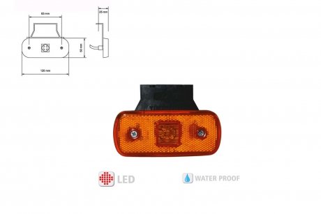 Фото автозапчастини ліхтар габаритний LED овал, желтый, с кронштейном YUCEPLAST YP-63Y