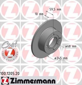 Гальмівний диск ZIMMERMANN 100.1205.20 (фото 1)