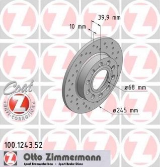 Тормозной диск ZIMMERMANN 100.1243.52 (фото 1)