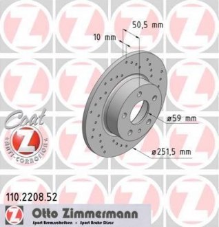Гальмівний диск ZIMMERMANN 110.2208.52 (фото 1)