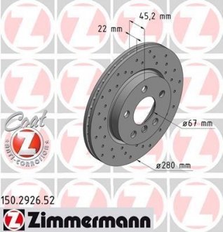 Тормозной диск ZIMMERMANN 150.2926.52