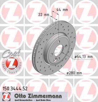 Гальмівний диск ZIMMERMANN 150.3444.52 (фото 1)