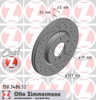 Тормозной диск ZIMMERMANN 150.3486.52 (фото 1)
