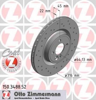 Гальмівний диск ZIMMERMANN 150348852 (фото 1)