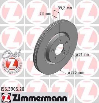 Гальмівний диск ZIMMERMANN 155.3905.20 (фото 1)