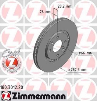 Гальмівний диск ZIMMERMANN 180.3012.20 (фото 1)