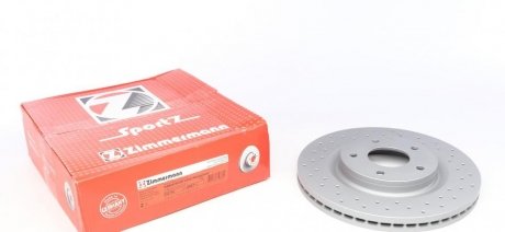 Диск тормозной (передний) Nissan Juke 1.6 10- (296x26) (с покрытием) (с отверстиями) (вентилируемый) ZIMMERMANN 200.2527.52