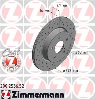 Тормозной диск ZIMMERMANN 200.2536.52 (фото 1)