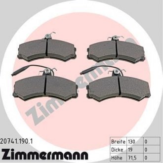 Гальмівні колодки, дискове гальмо (набір) ZIMMERMANN 207411901
