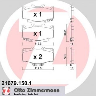 Гальмівні колодки, дискове гальмо (набір) ZIMMERMANN 21679.150.1 (фото 1)