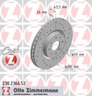 Тормозной диск ZIMMERMANN 230.2366.52 (фото 1)