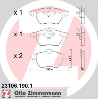 Гальмівні колодки, дискове гальмо (набір) ZIMMERMANN 23106.190.1