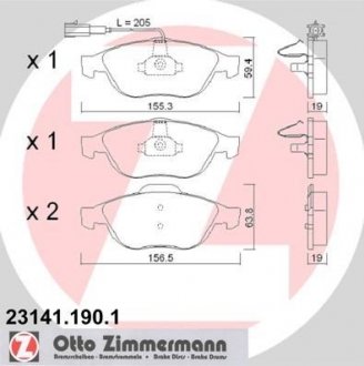 Комплект тормозных колодок. ZIMMERMANN 23141.190.1