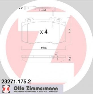 Гальмівні колодки, дискове гальмо (набір) ZIMMERMANN 232711752 (фото 1)