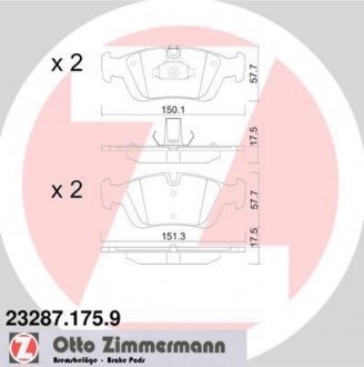 Гальмівні колодки, дискове гальмо (набір) ZIMMERMANN 23287.175.9