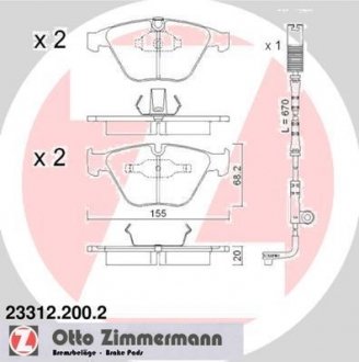 Гальмівні колодки, дискове гальмо (набір) ZIMMERMANN 23312.200.2
