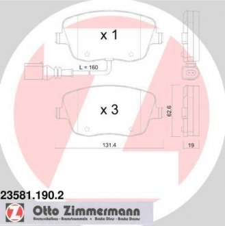 Колодки тормозные (передние) Skoda Roomster 06-15 (Lucas-Girling) (с датчиком) ZIMMERMANN 235811902