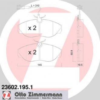 Комплект тормозных колодок. ZIMMERMANN 23602.195.1