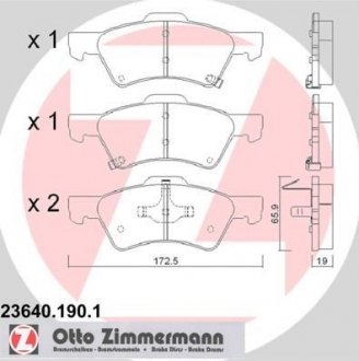 Фото автозапчасти комплект тормозных колодок. ZIMMERMANN 23640.190.1