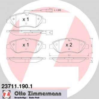Комплект тормозных колодок. ZIMMERMANN 23711.190.1