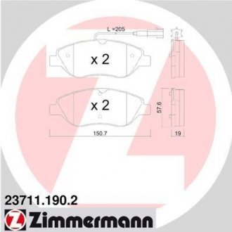 Комплект тормозных колодок. ZIMMERMANN 23711.190.2