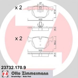 Гальмівні колодки, дискове гальмо (набір) ZIMMERMANN 23732.170.9