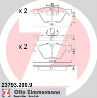 Гальмівні колодки, дискове гальмо (набір) ZIMMERMANN 23793.200.9 (фото 1)