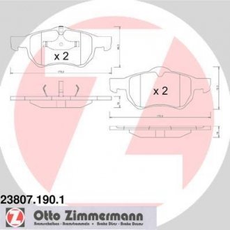 Фото автозапчасти комплект тормозных колодок. ZIMMERMANN 23807.190.1