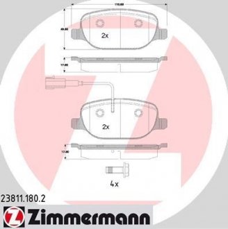 Комплект тормозных колодок. ZIMMERMANN 23811.180.2 (фото 1)