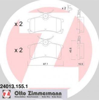 Гальмівні колодки, дискове гальмо (набір) ZIMMERMANN 240131551